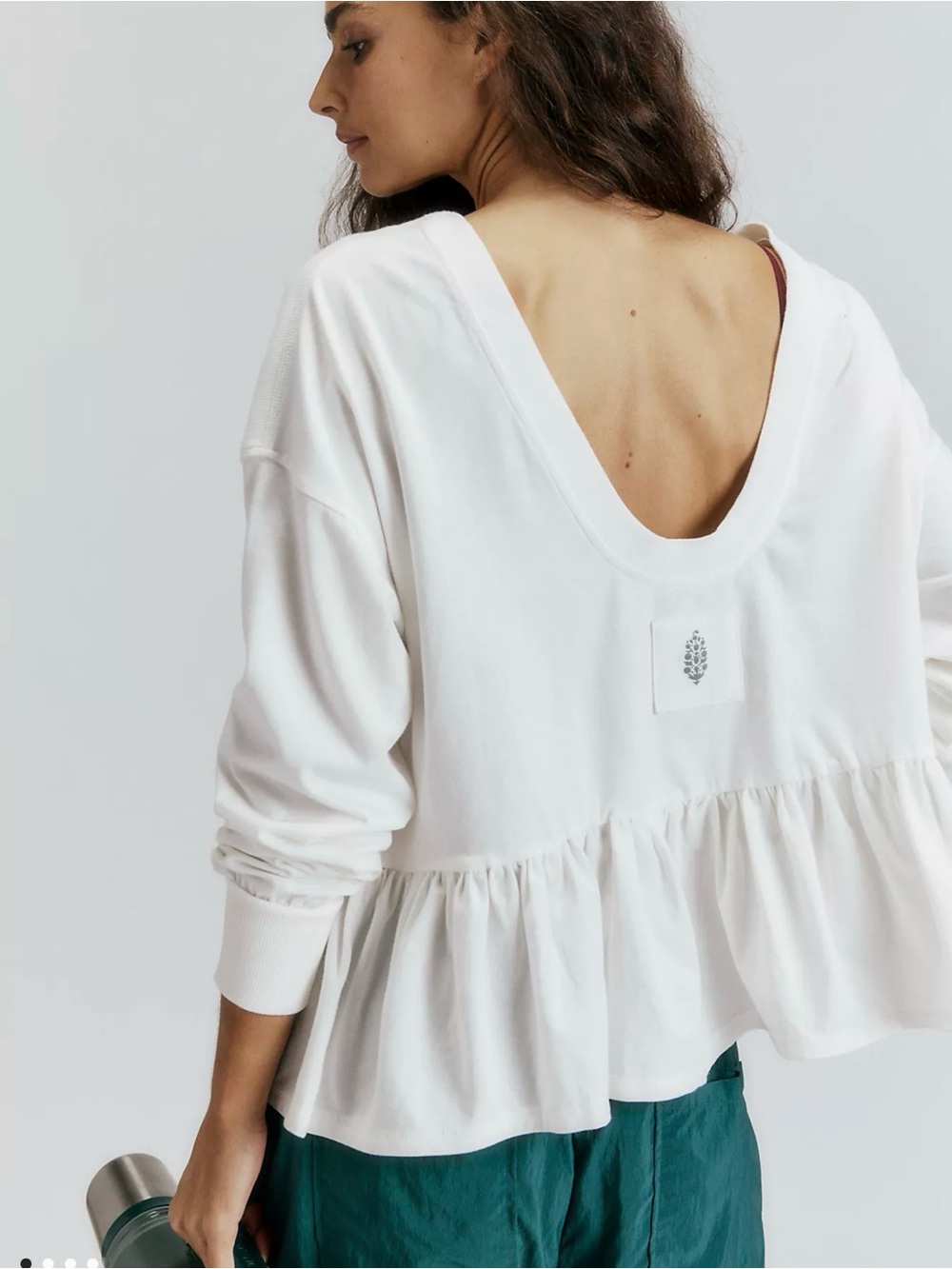 Free People play nice layer White Peplum Scoop-Back top